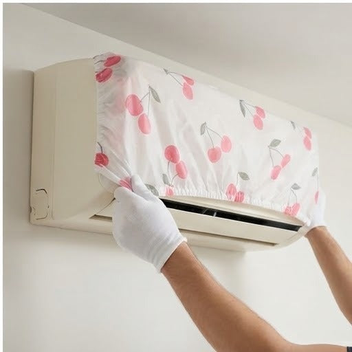 Cute Cherry Print AC Cover | Dust-Proof & Washable Split Air Conditioner Cover
