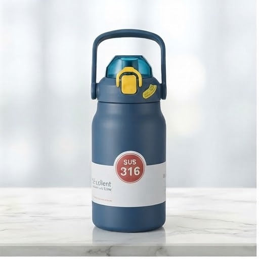 Insulated Stainless Steel Tumbler Bottle | Portable Sports Water Bottle with Handle 1000ml