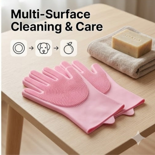 Silicon Washing Gloves (Pair)