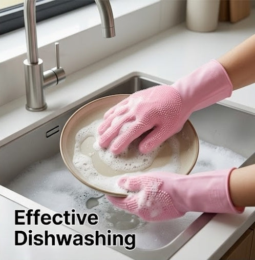 Silicon Washing Gloves (Pair)