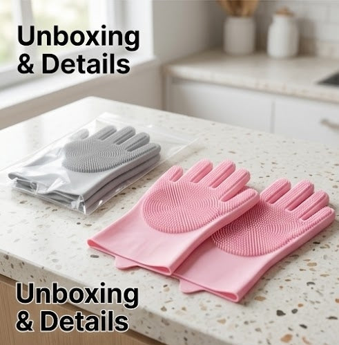 Silicon Washing Gloves (Pair)