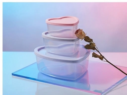 5-Piece Pastel Heart-Shaped Storage Boxes & Snack Trays Set | Cute Decorative Organizers