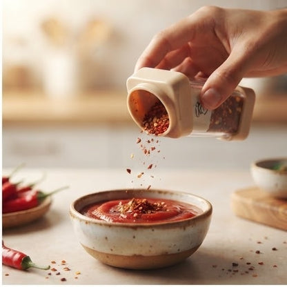 Chef Style Salt & Pepper Dispenser Stand Set | Double Spice Shaker Holder