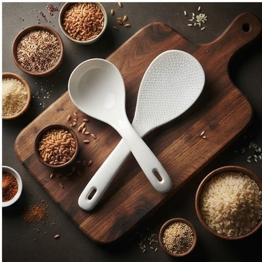 Anti-Stick Plastic Serving Spoon & Rice Paddle Set | Kitchen Serving Spoon