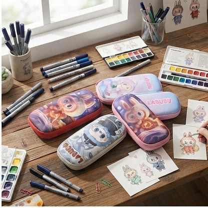 Cute Kids Cartoon Geometry Case – Hard Shell Zipper Stationery Organizer