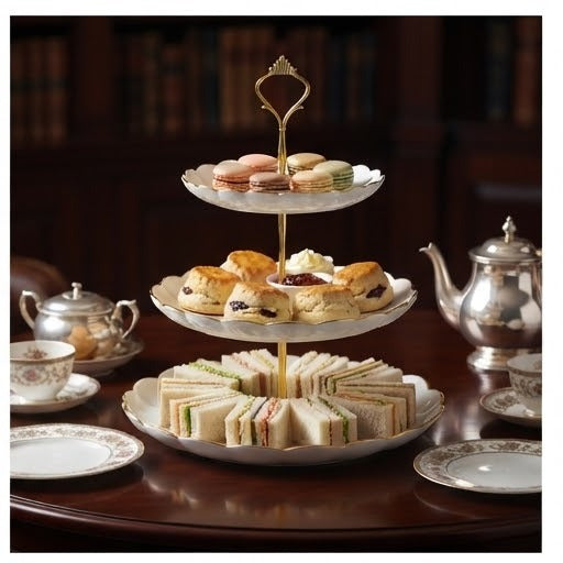 3-Tier Plastic Fruit & Snack Serving Stand | Gold-Plated Steel Stand Display Tray