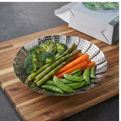 Stainless Steel Foldable Vegetable Steamer | Expandable Cooking Basket