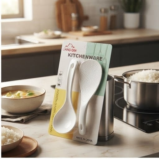 Anti-Stick Plastic Serving Spoon & Rice Paddle Set | Kitchen Serving Spoon