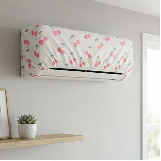 Cute Cherry Print AC Cover | Dust-Proof & Washable Split Air Conditioner Cover